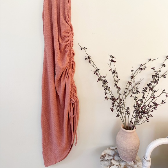 FORE Halter Ruched Midi Dress, Clay - Picture 5 of 6